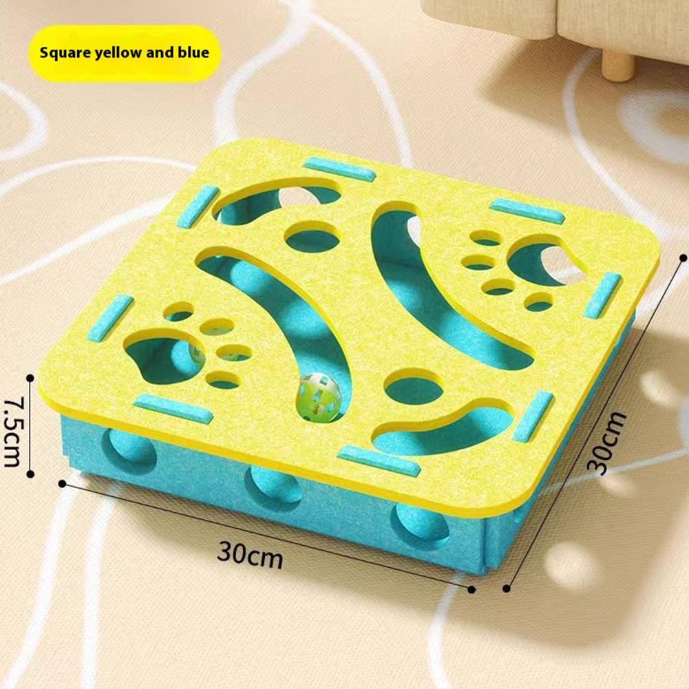 Pet Cat Puzzle Maze Holes Toys Felt Box With Bell Ball Kitten Playing Toys Interactive Funny Combination Set Cat Supplies