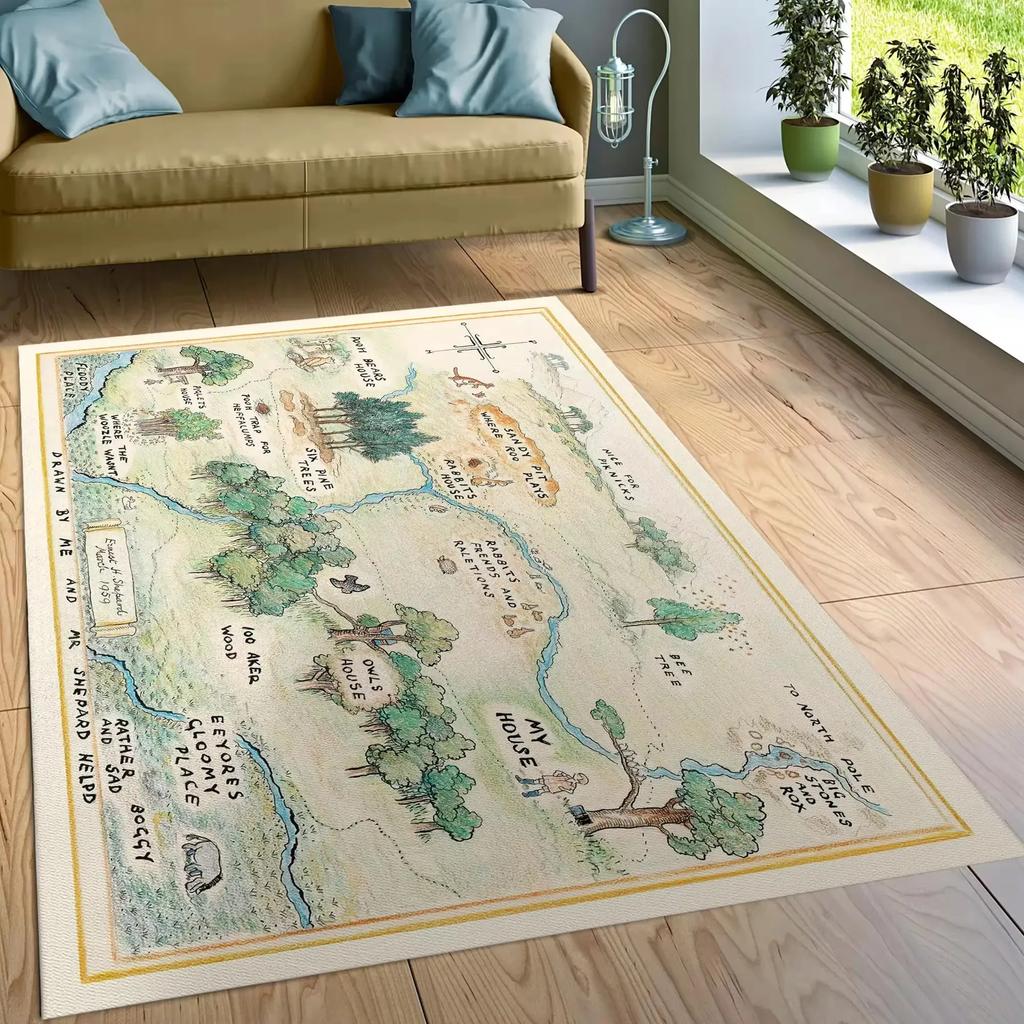 Map Pattern Carpets For Living Room Decoration Pirate Treasure Halloween Home Office Decorative Rugs Kitchen Bedroom Floor Mat