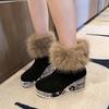 Fashion New winter comfortable sportswear and casual cotton boots for women, sponge wedge heels, thick-soled fleece ankle boots