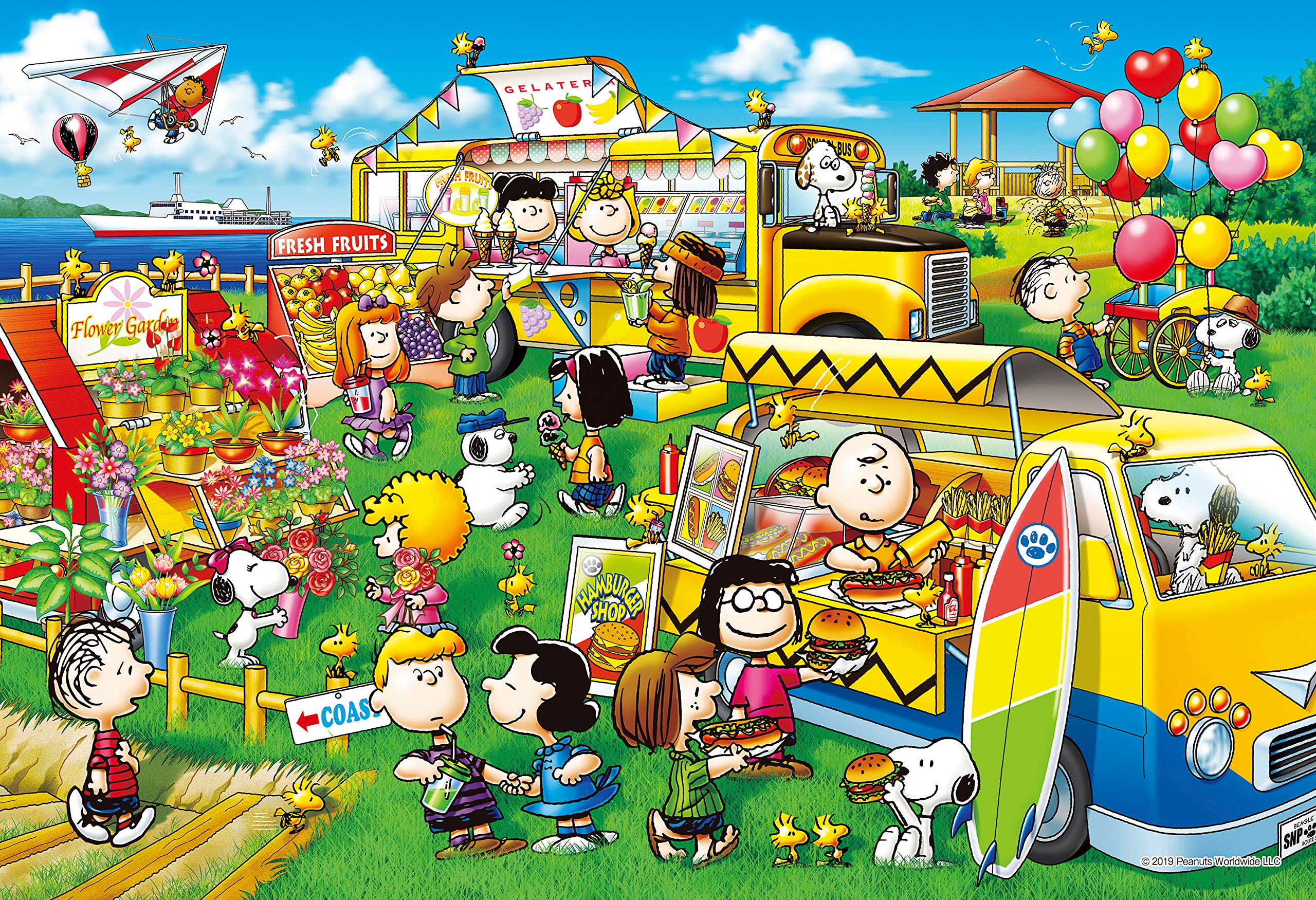 Пазл Epoch Снупи Peanuts Магазинчик с тележкой Супермаленькие детали 1053 детали (26x38см)