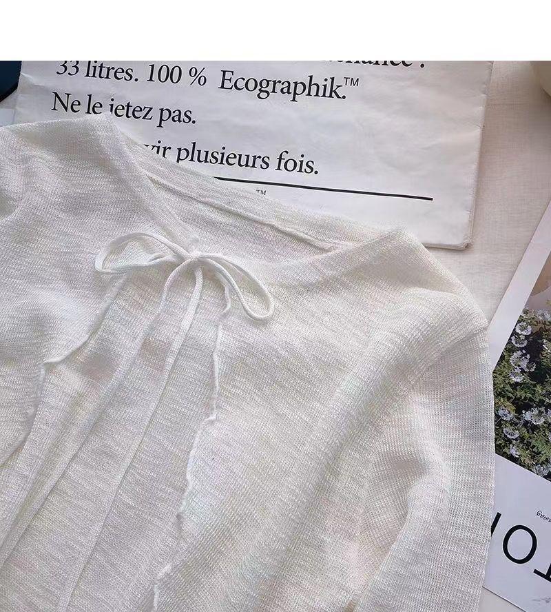 Cardigan Curto de Malha de Seda Gelada Feminino com Saia Camisola e Xale Pequeno - Proteção Solar Leve de Verão