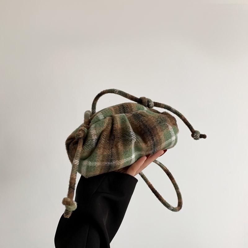 Geantă de umăr crossbody din lână carouri feminină mică și rafinată premium nouă toamnă