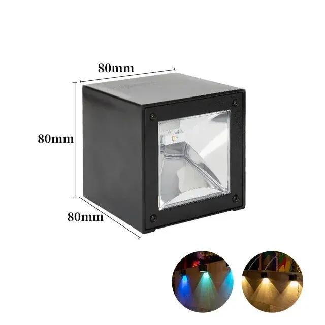 Outdoor Solar Wall Light Square Modern Solar Wall Sconce Lights Waterproof Down Lighting For House Wall Porch Garden Fence Decor