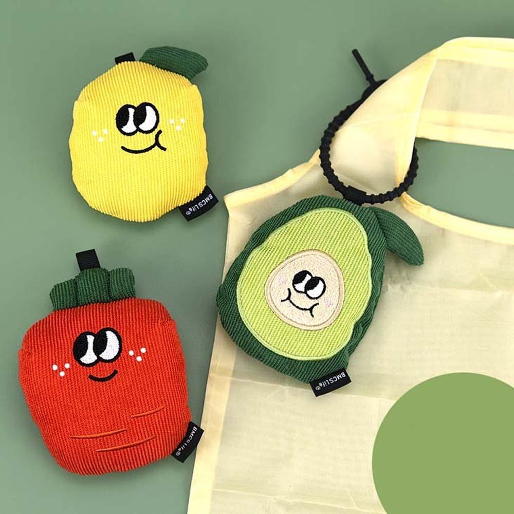 

Cartoon Pendant with Shopping Bag Corduroy Plush Fruit Key Ring Eco-friendly Folding Pouch Shop червоний