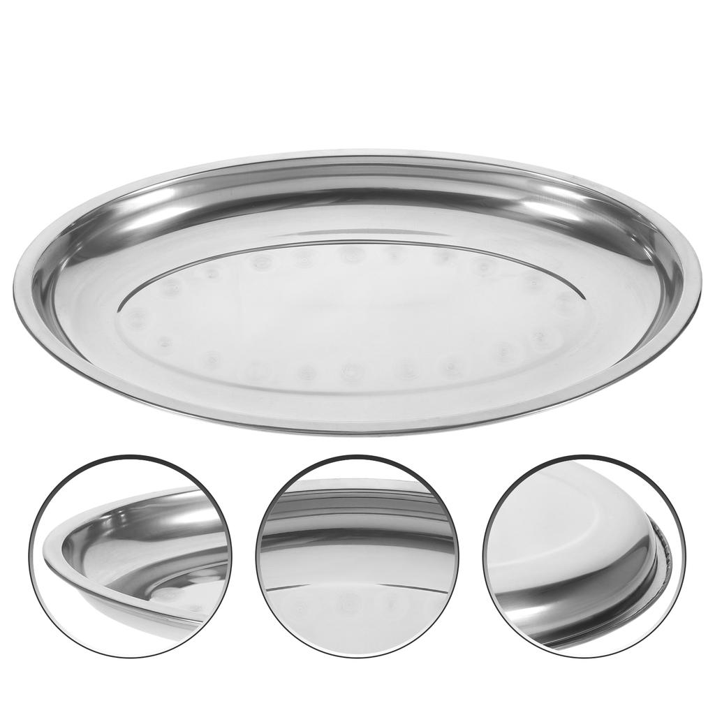 Plate Skillet Practical Pastry Snack Restaurant Stainless Steel Oval Child Serving Tray