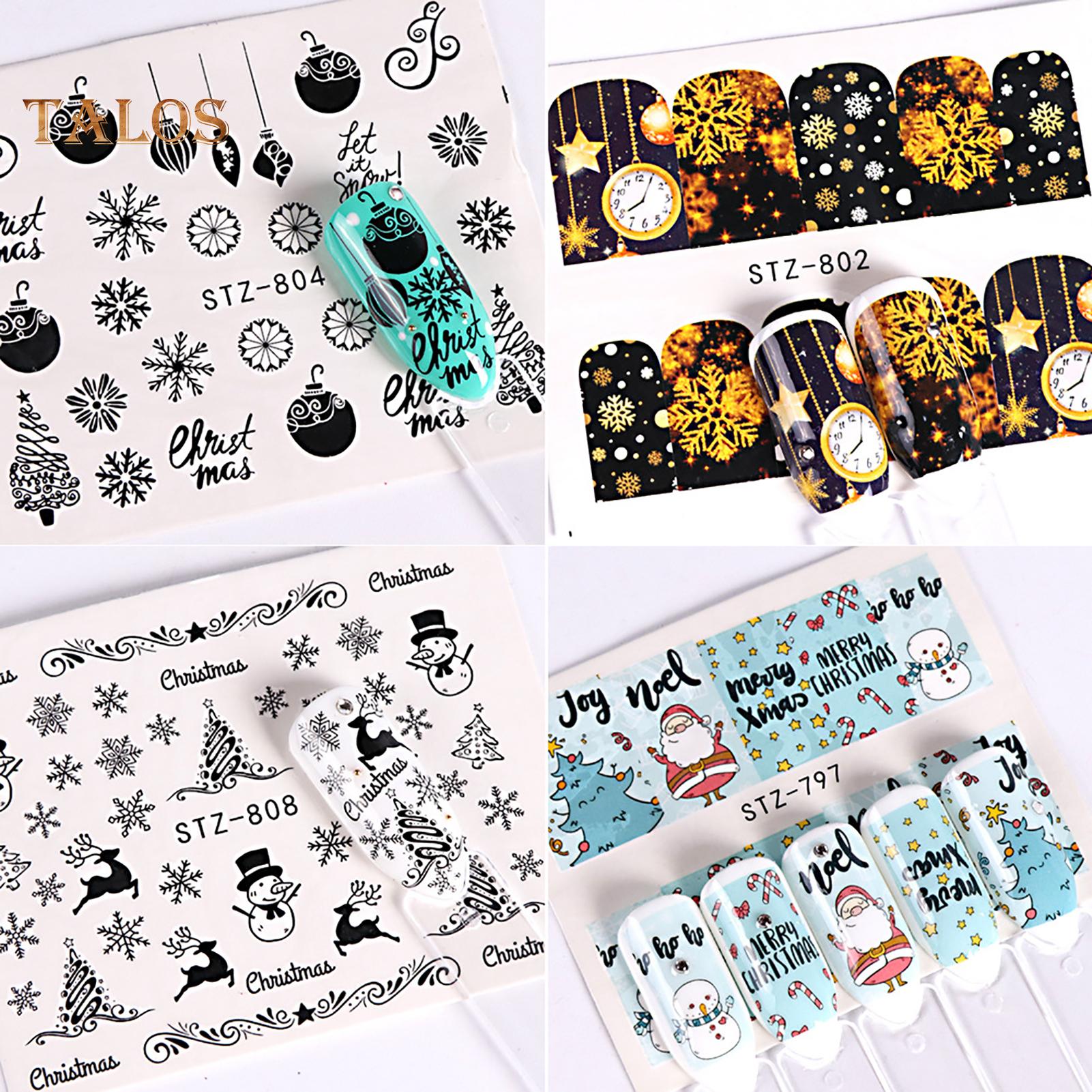 

TNC 8 шт. Санта/Снеговик/Снежинка/Олень наклейки для дизайна ногтей прочные наклейки для маникюра своими руками