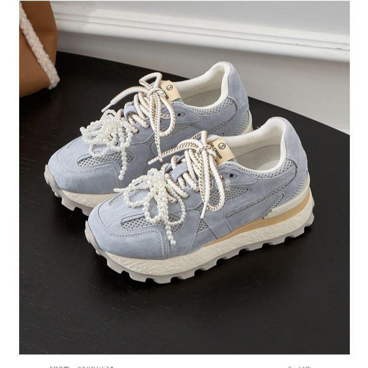 High value enhances the new autumn muffin academy style thick-soled breathable dad shoes 35 синий