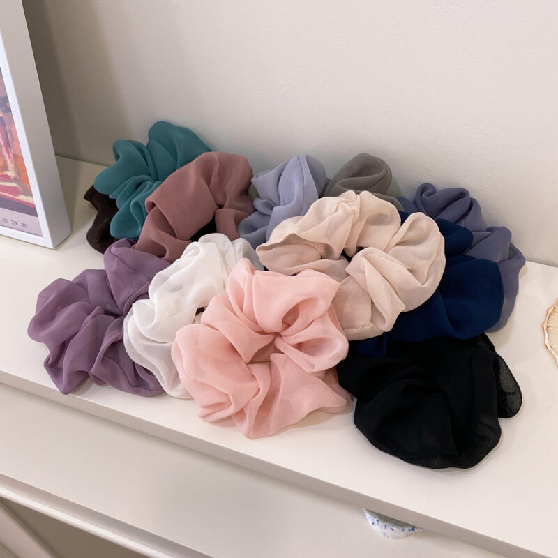 12-цветная шифоновая трехцветная резинка-скранчи для волос, заколка для волос brown