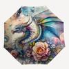 1pc Fantasy Dragon Floral Automatic Opening/Closing Umbrella - Portable 3-Fold Design, 8-Bone Iron Frame Outdoor Umbrella, Perfect Festival Gift