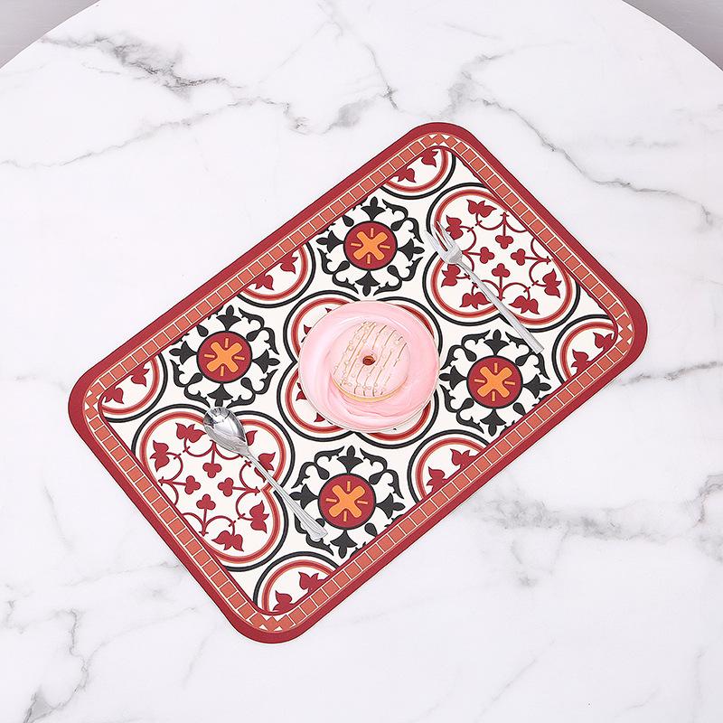 Scandinavian Countryside Placemats - Heatproof Waterproof Table Decor Luxury Square Floral Print Coasters for Dining  Kitchen