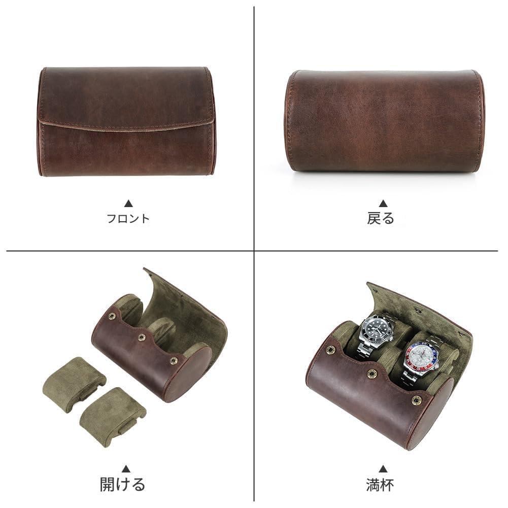 Family Watch Storage Genuine Leather Watch Perfect for Travel Contact's 2-Piece Box, Egg-Shaped, Roll, Shock-Resistant,