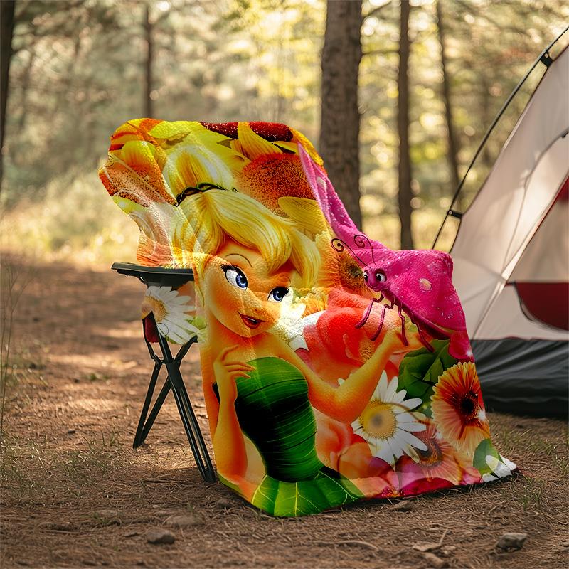 1pc T-Tinkerbell2 Theme Blanket - Digital Print, Polyester, Cozy for All Seasons, Perfect for Outdoor, and Travel