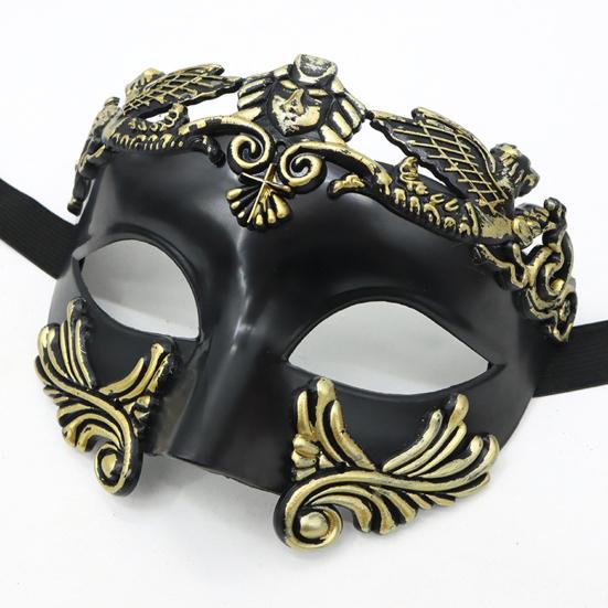 Masquerade Face Cover Retro Gorgeous Distressed Non-deformation Anti-fade Cosplay Props Plastic Venice Ancient Greece Costume Party Men Half Face
