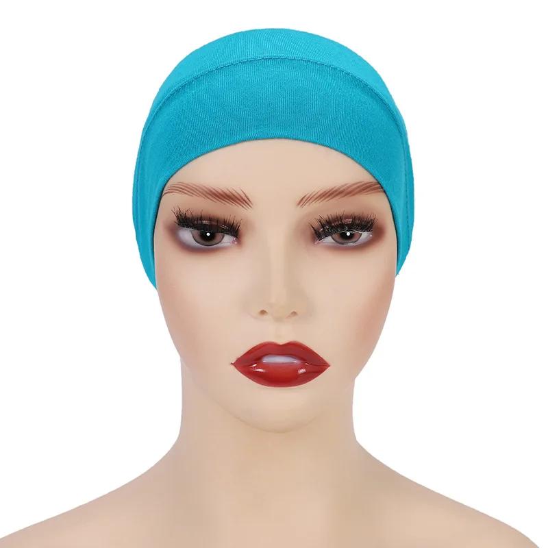 Weiß Beige Rot Grau Damen Innen Hijab Kappe Muslimischer Turban Islamische Unterkappe Weibliches Stirnband Turbante Mujer