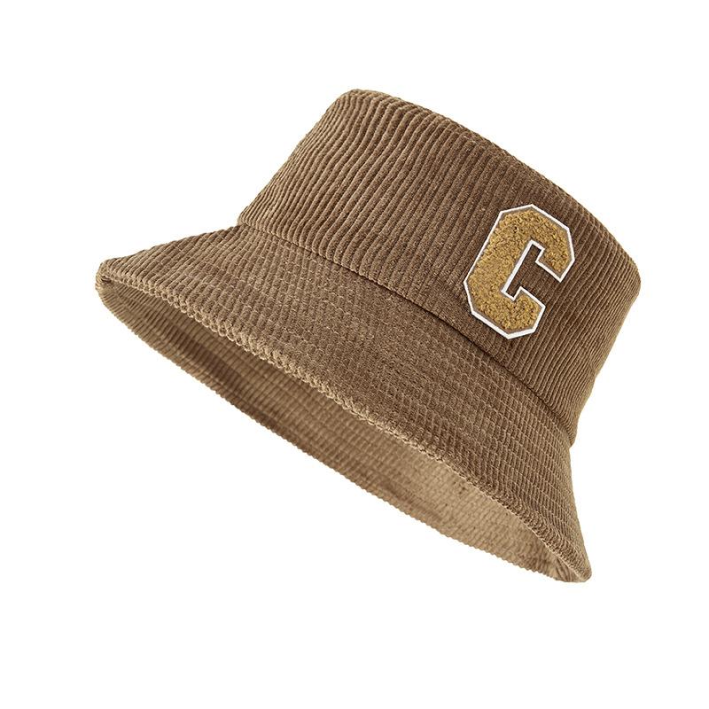 

Весенне-осенняя новая модная ретро вельветовая панама с буквенным принтом для мужчин и женщин, для улицы, повседневная, солнцезащитная панама-ведро темно-коричневого