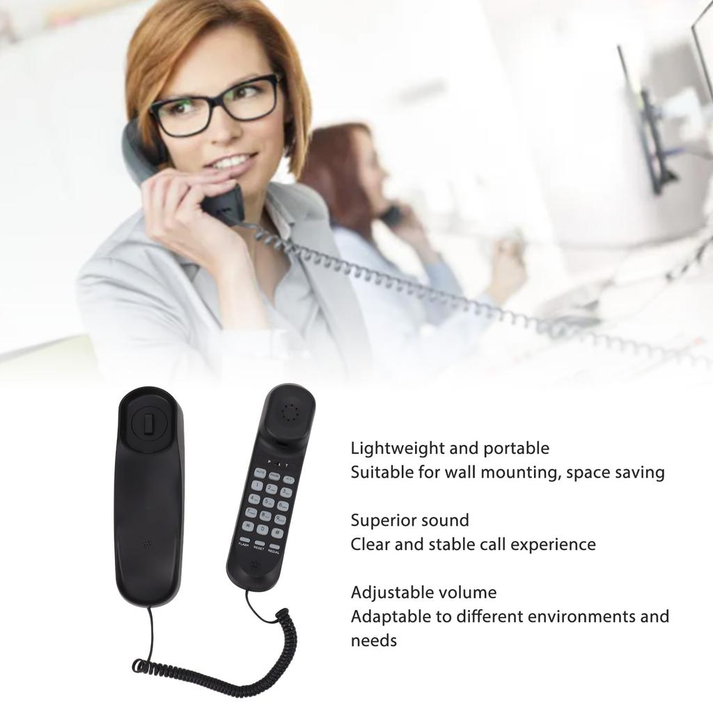 Corded Phone Multifunctional Clear Sound Adjustable Volume Wall Mountable Landline Telephone for Home Hotel  Corded Phone