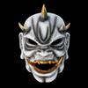 Playful And Red White Resin Mask Of The Japanese Demon King Great For Halloween Festivals And