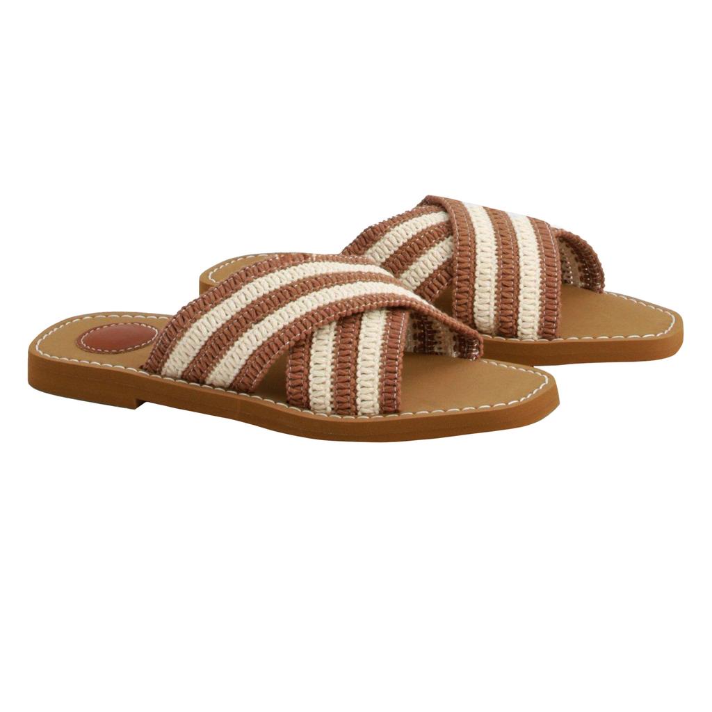 Where's That From Womens/Ladies Arizona Striped Crossover Strap Flip Flops