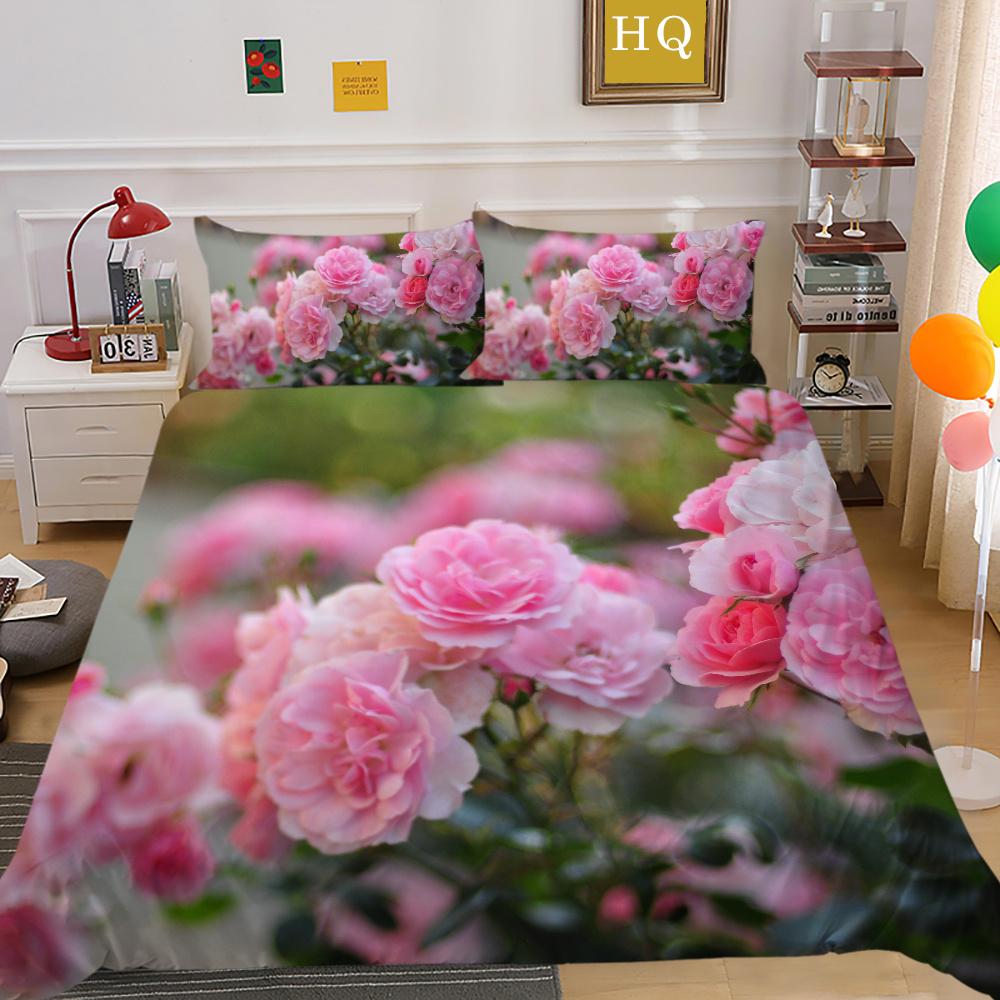 Flowers Printed Bed Set Cover Single Size Polyester Bed Clothes Girl Superior High Quality Bedroom Decor