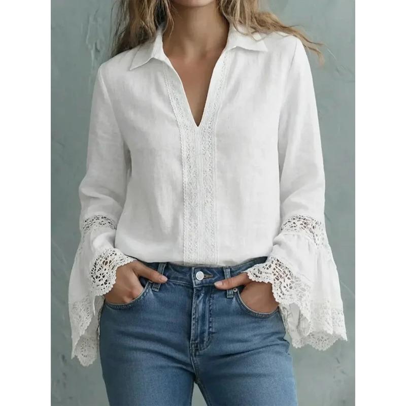 BITCED Women's Fashion Casual Long Sleeve V-Neck Blouses & Shirts