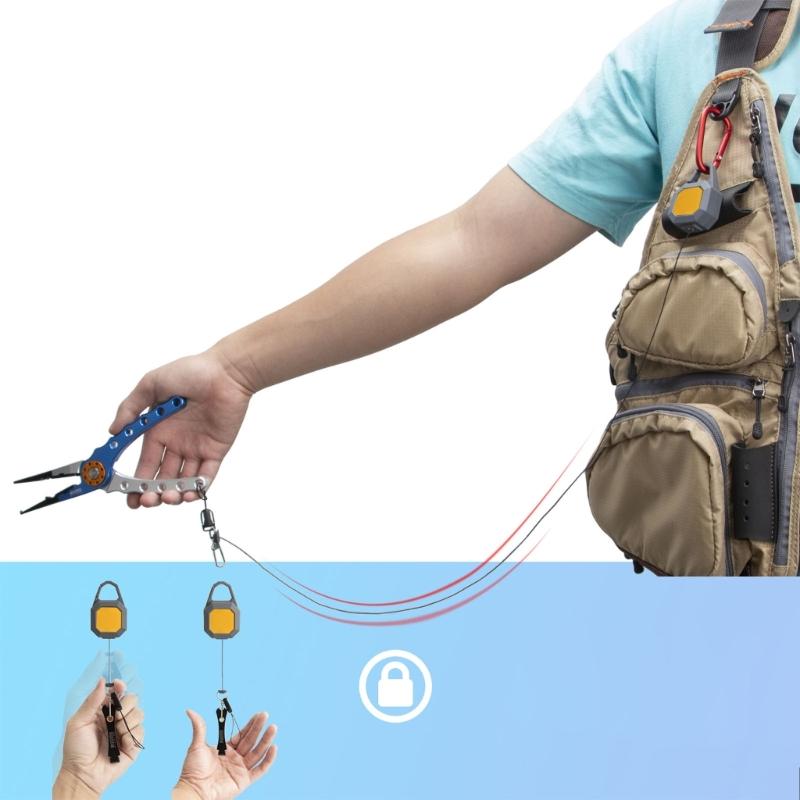 Retractable Keychains with 26inch Cord Heavy Duty Badges Holder Locking Retractor 6oz Fly Fishing Retractor