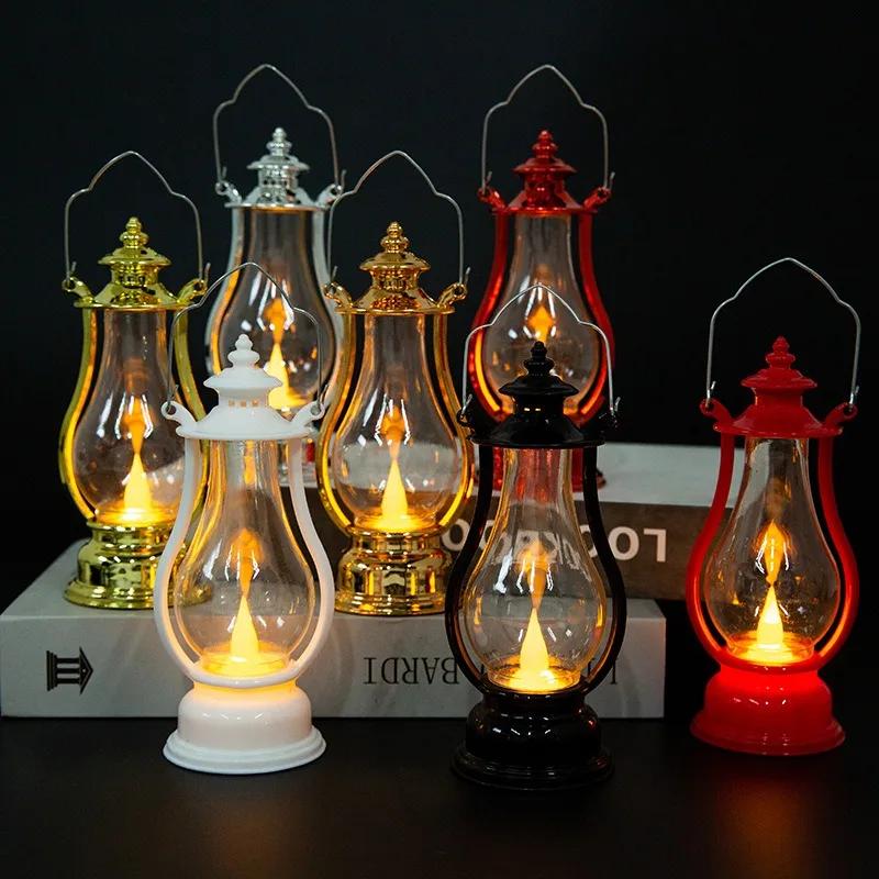 LED Retro Small Oil Lamp Multicolor Interior Decorative Desk Lamp Portable Wind Candle Lamps Decoration Kerosene Lights 2025