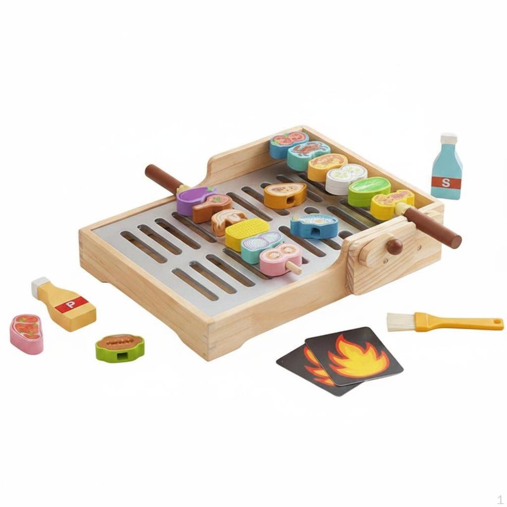 Kids Barbecue Play Set Manual Crank Grill Realistic Design Playset for Children