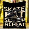 skateboard Theme Printed Blanket - Perfect for Couch, Bed, Travel & Outdoor Use | Machine Washable, Cozy & Durable.