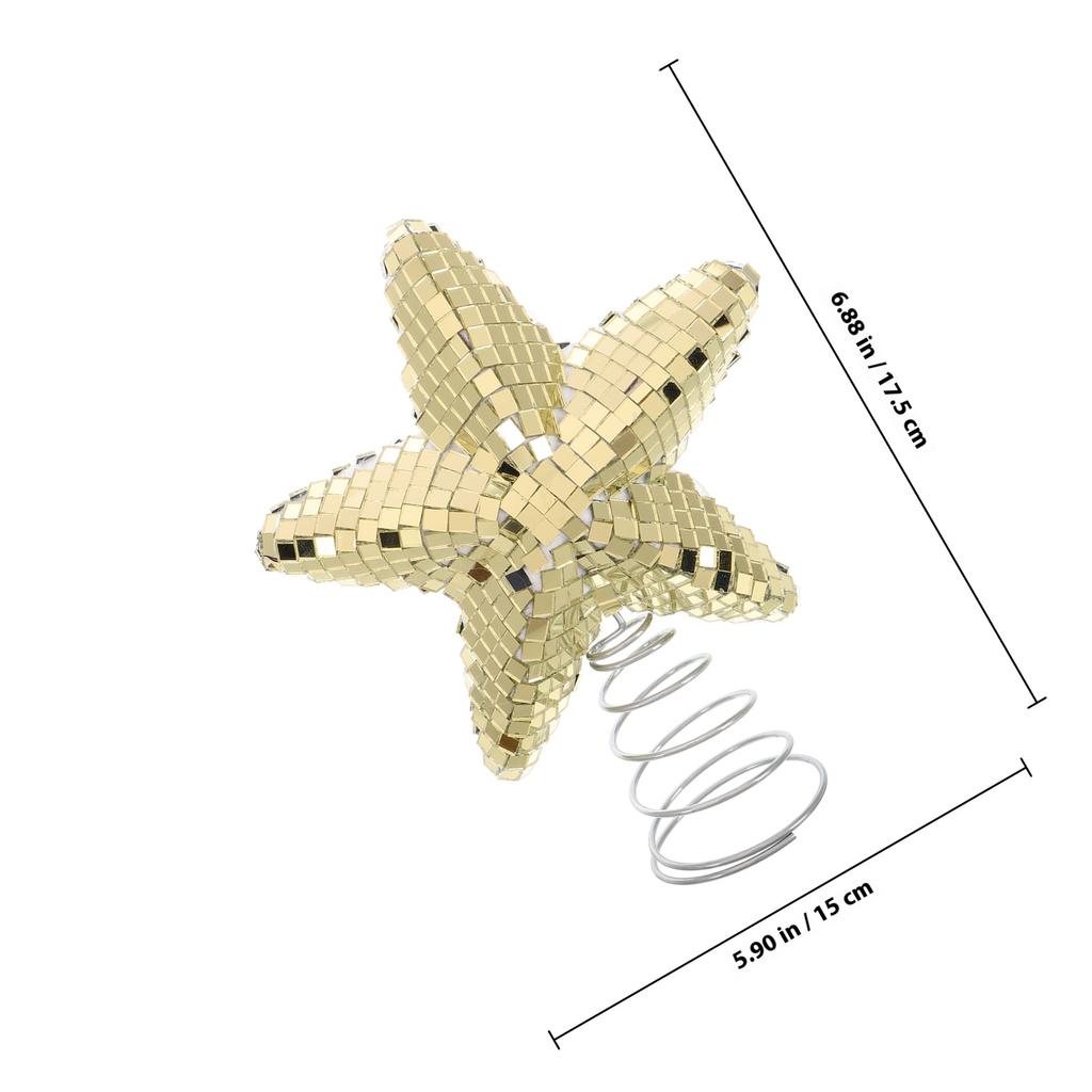 Silberne Baumspitze 15cm Mini Glitzer Weihnachtsbaumspitze Dekoration Feiertagsornament Discokugel Ornament Weihnachtsstern Spitze