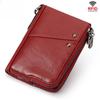 RFID Leather Multicolor Wallet Short Double Zipper Vertical Wallet Fashion Casual Coin Purse