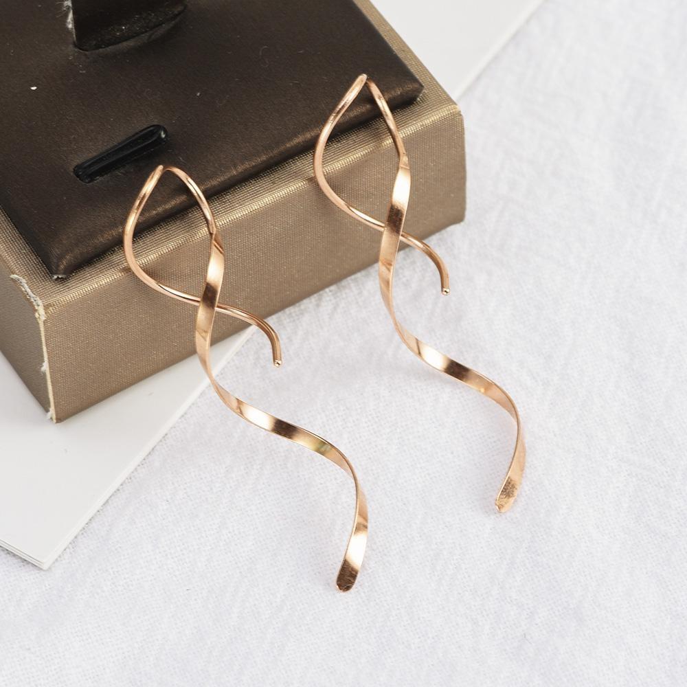 1 par enkla spiralörhängen oregelbunden helix vågkurva öronlinje manschett i rostfritt stål dinglande örhängen kvinnor flickor mode smycken gåva