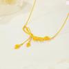 Gold Bow Tie Tassel Calla Lily Necklace for Women - High-End Fashion Collarbone Chain