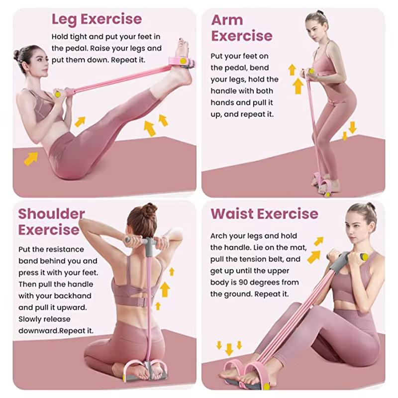4/6/8 Tube Resistance Bands Yoga Pedal Puller Resistance Band Elastic Pull Rope Fitness Equipment for Abdomen Waist Arm Training