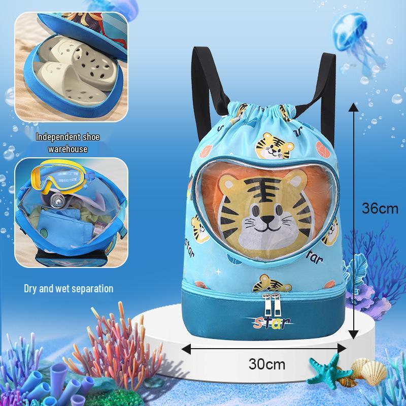 Kinder Wasserdichter Schwimmrucksack: Jungen-Kulturbeutel und Mädchen-Strandtasche mit Trocken-/Nass-Trennung