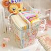 Desktop Small Trash Can Household Desktop Transparent Square Cartoon Peel Paper Confetti Lidless Storage Bucket Students