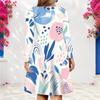 Women Plus Size V Neck Long Sleeve Printed A Line Flared Hem Dress