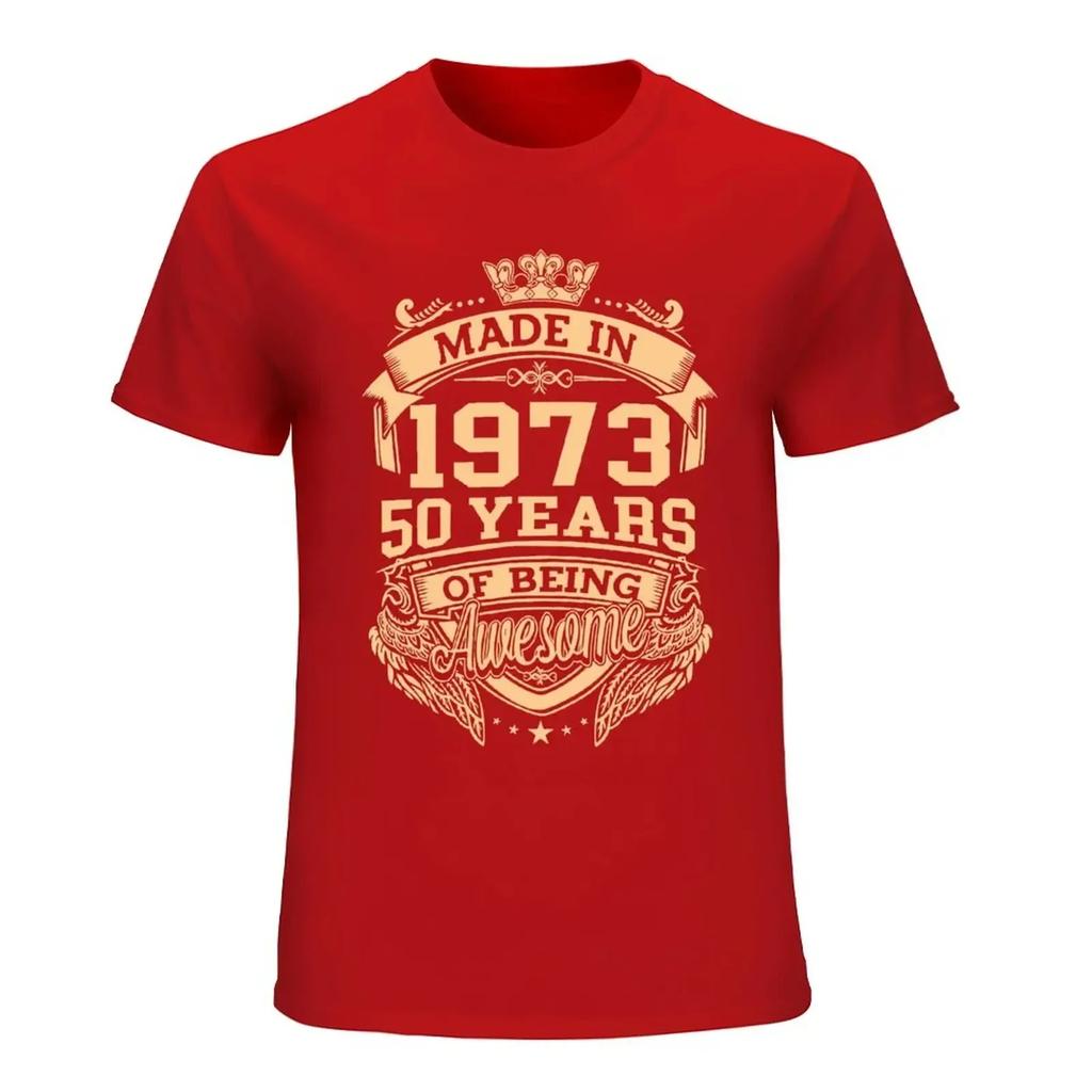Made In 1973 50 Years Of Being Awesome 50th Birthday Men's Novelty T-Shirt Tee Streetwear Women Casual Harajuku