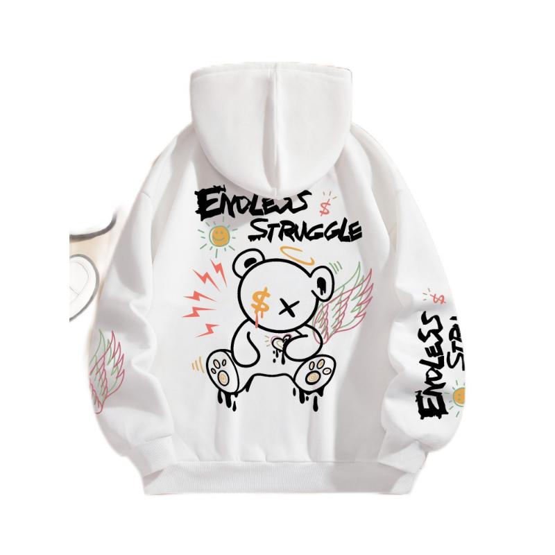 

Уличные женские толстовки Endless Struggle Graffiti Bear Printed Hoodies Crewneck Loose Pullover Fleece Теплые женские топы Одежда 6XL