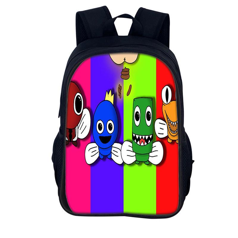 Rainbow Friends Kids Backpack With Polyester Material And Spacious Design For School And Daily Use