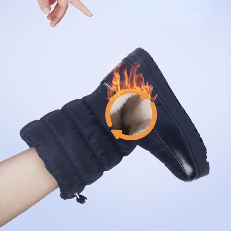 Fashion Snow Boots Women Winter Shoes Comfort Plus Velvet Warm Waterproof Winter Boot Female Casual Flats Platform Cotton Shoes Footwear