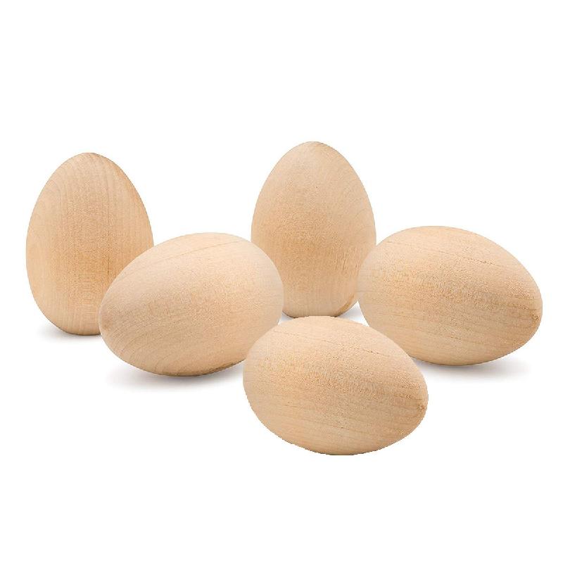 20Pcs Wooden Easter Eggs Set for Painting - DIY Wood Eggs for Easter Decor Party Favors Kids Painting Dyeing Decorating Games