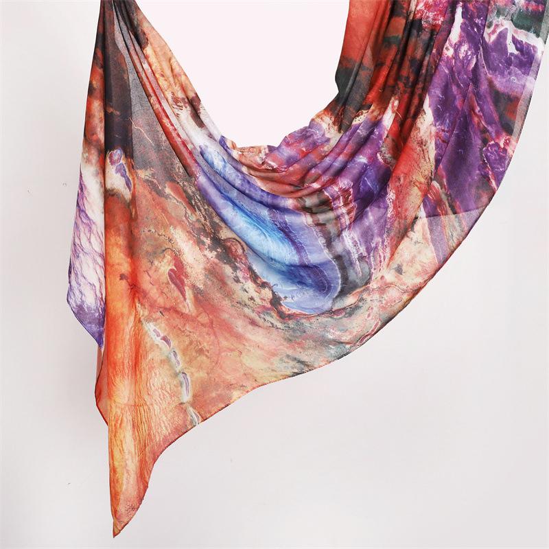 Watercolour Floral Printed Hijab Scarf Long Modal Breathable Light Weight Soft Shawl Cotton Rayon Viscose Woven Women Headban