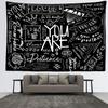 Black And White Inspirational Quotes Tapestry Wall Hanging Bohemian Abstract Art Hippie Tapiz Mysterious Home Decor