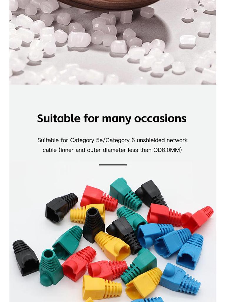Protetores de Cristal de Rede RJ45 Coloridos, Cat 6, Pacote de 1000, Opcional em Dez Cores