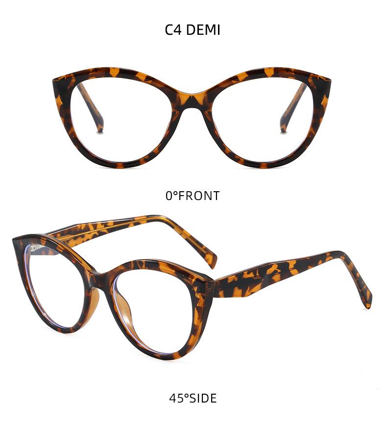 Women's Cat Eye Anti-Blue Light Glasses with Trendy Decoration and Flat Lenses
