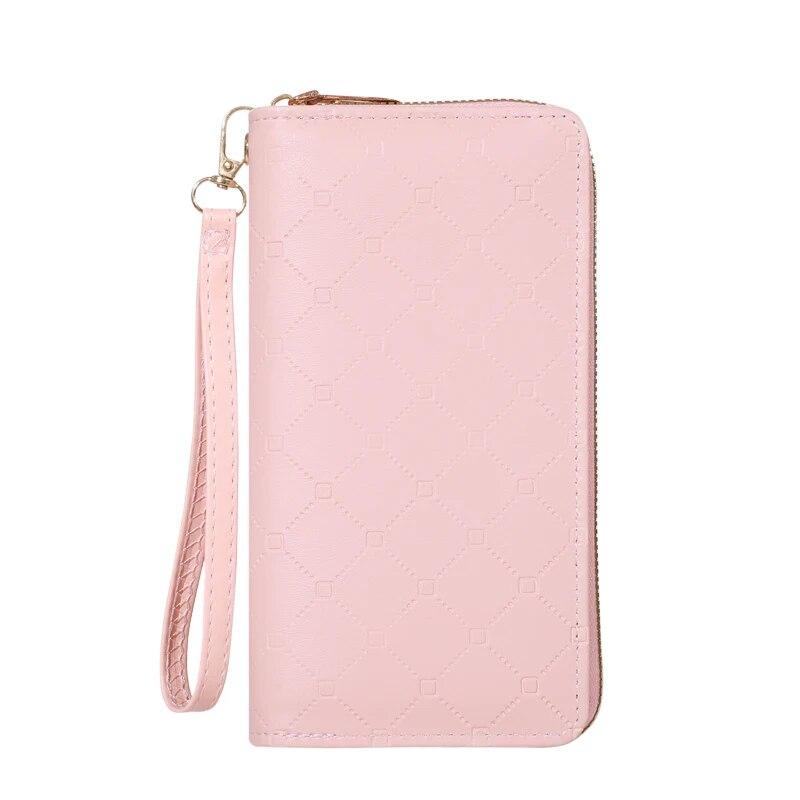 

Trendy Solid Color Long Wallet, Zippers Clutch Coin Purse, Women s Faux Leather Card Holder With Wristband