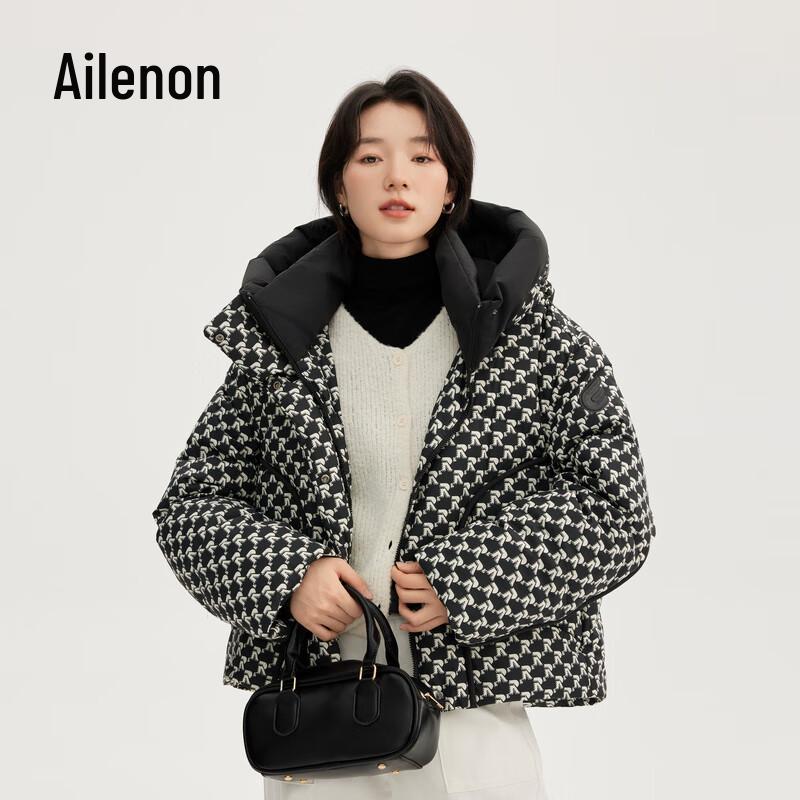 Ailiyi Women's Short Hooded Monogram Down Jacket