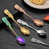 Mini 304 Stainless Steel Teaspoon with Rose Flower Handle Dessert Cake Coffee Ice Cream Stirring Tiny Spoon Tableware