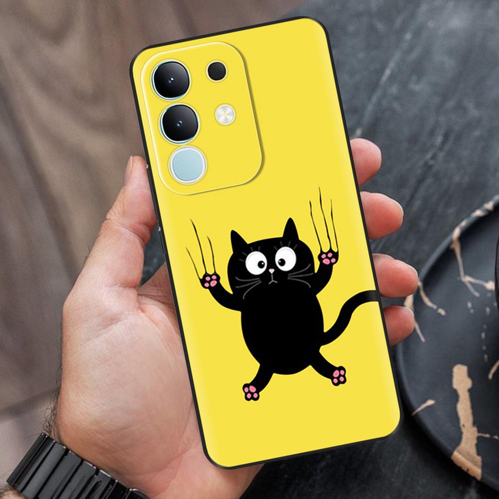 For Vivo Y29 4G Black Back Cover Fashion Flower Butterfly Painting Case Soft TPU Silicone Fundas For Vivo Y29 4G Protect Cover
