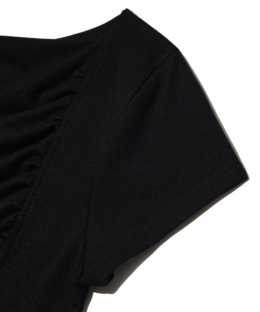 PEACE MAKER Ribbon Shirring Tee (Black)